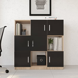 Hanah Home Armario multiusos Vo7-Ob Roble y Negro